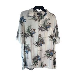 Croft & Barrow Short Sleeve Button Front Men's Shirt Tropical Drinking Size XL